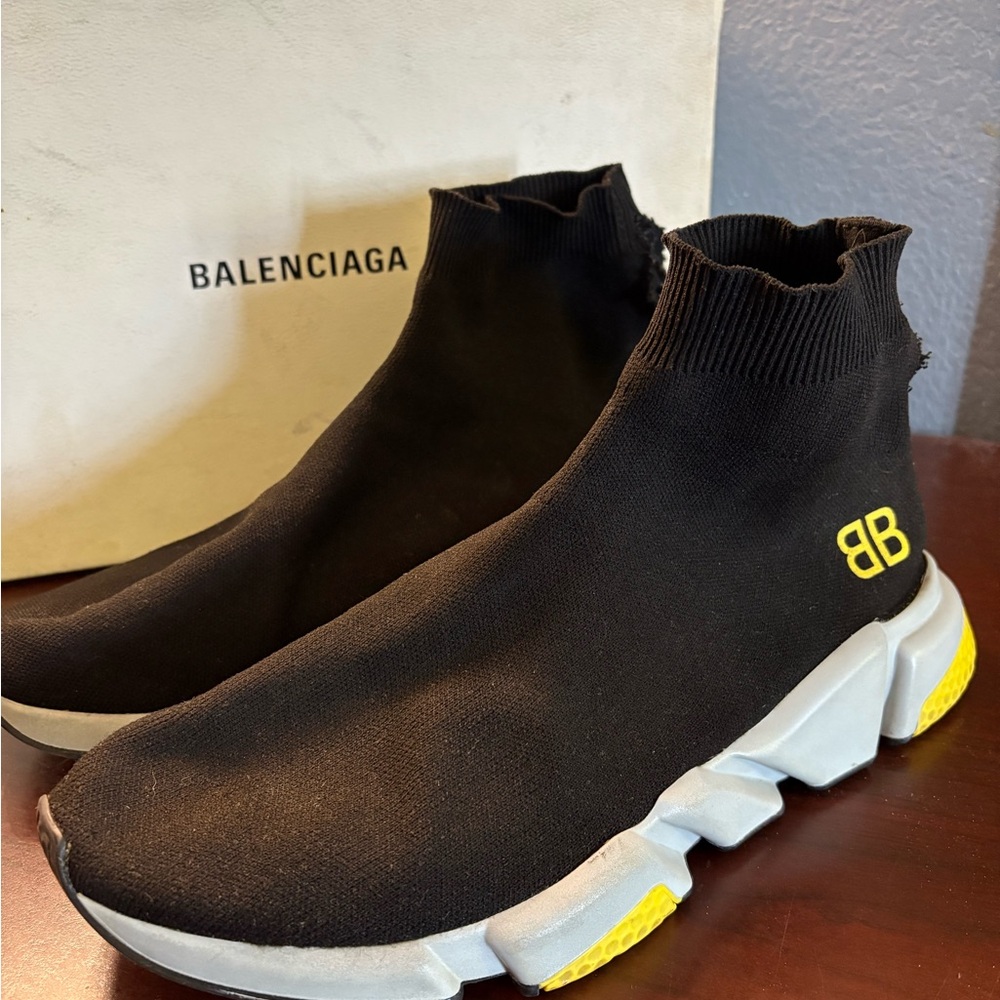 Balenciaga Speed Trainer Mid BB Black & Yellow 
Men’s 11 *See Notes*